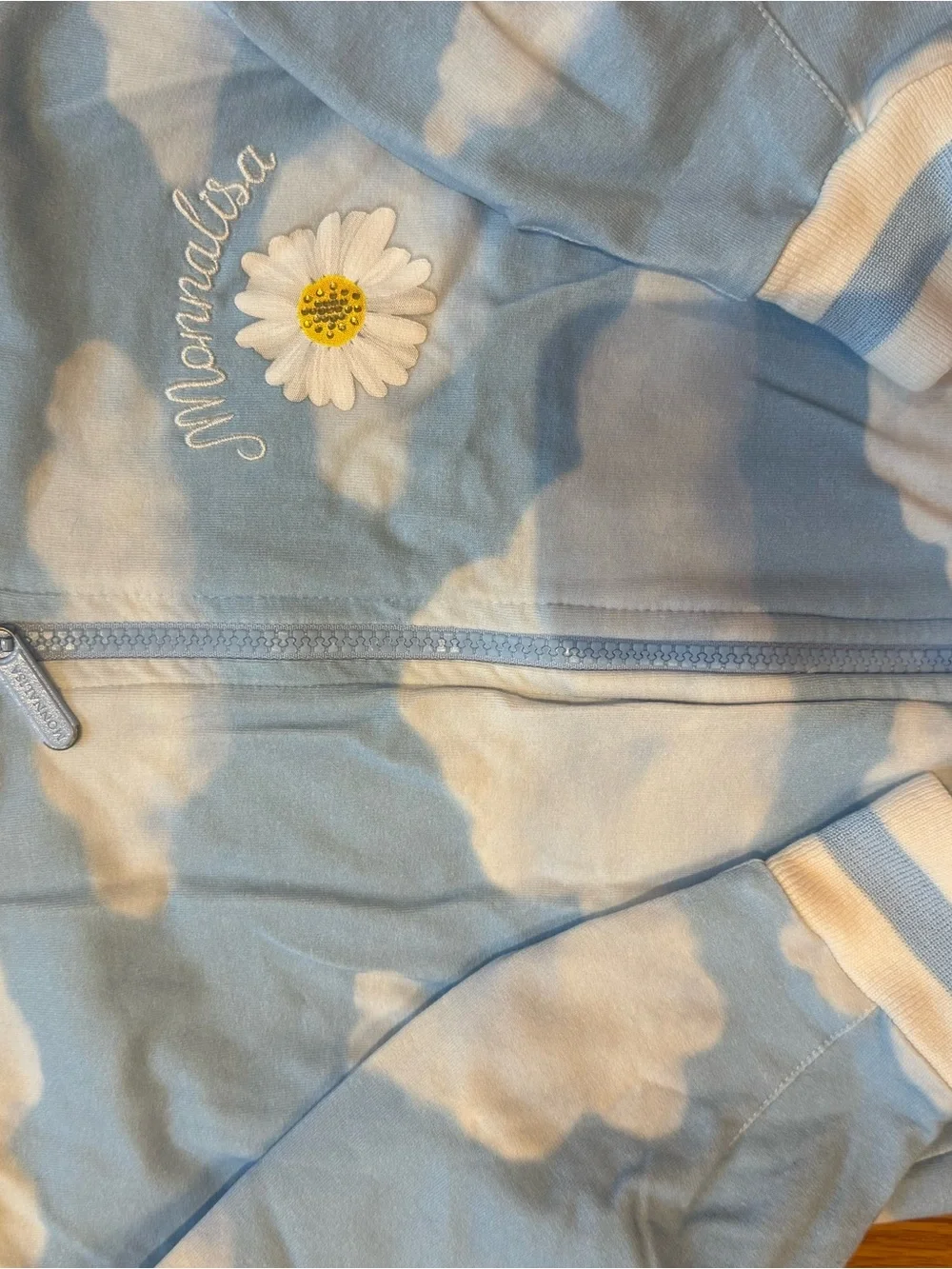 MonnaLisa Light Blue and White Cloud-Print Kids Pajama Set